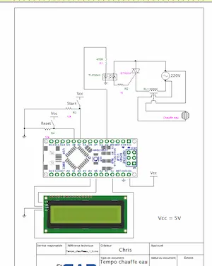 Schéma de la carte électronique et du plan de cablage de l'Aquatimer